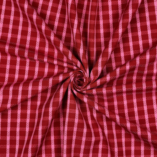 Katoen yarn dyed dobby - Rood