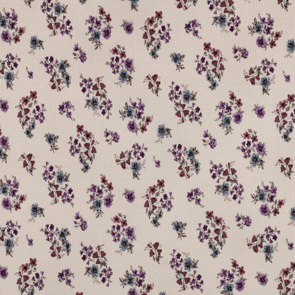 Rib Jersey digitale bloemen - Gebroken wit