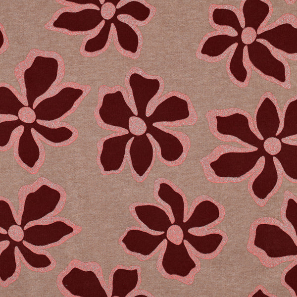 Sweat melange glitters bloemen - Bruin