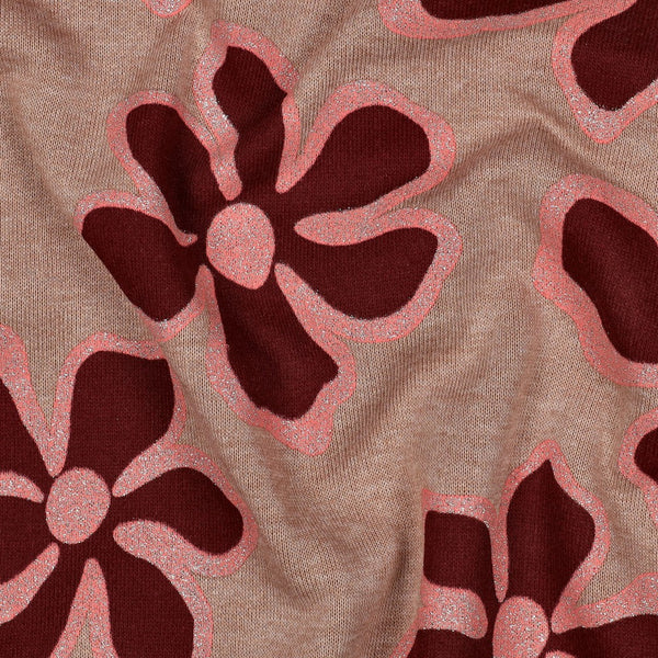 Sweat melange glitters bloemen - Bruin