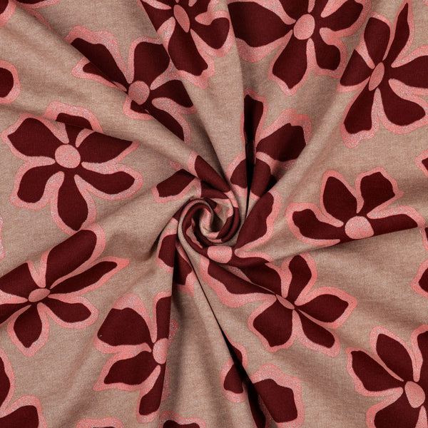 Sweat melange glitters bloemen - Bruin