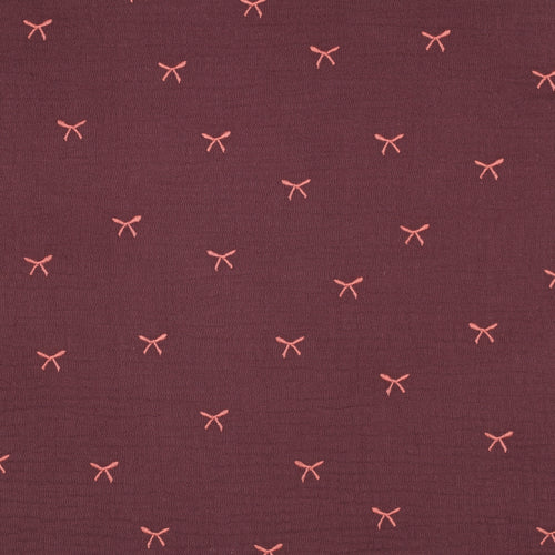Double Gauze geborduurde strikjes - Burgundy