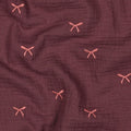 Double Gauze geborduurde strikjes - Burgundy