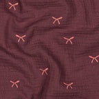 Double Gauze geborduurde strikjes - Burgundy