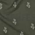 Double gauze embroidery cactus - Groen