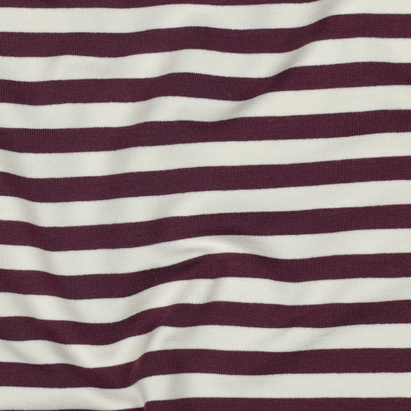 French Terry garengeverfd strepen - Aubergine