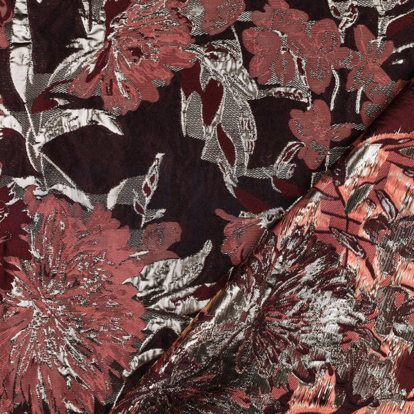 Jaqcuard bloemen - Aubergine