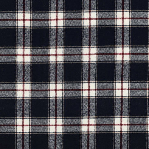 Katoen yarn dyed brushed ruit - Navy