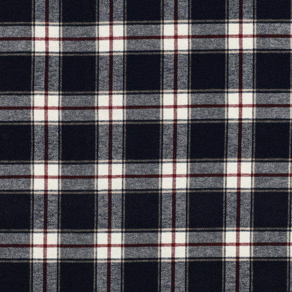 Katoen yarn dyed brushed ruit - Navy