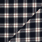 Katoen yarn dyed brushed ruit - Navy
