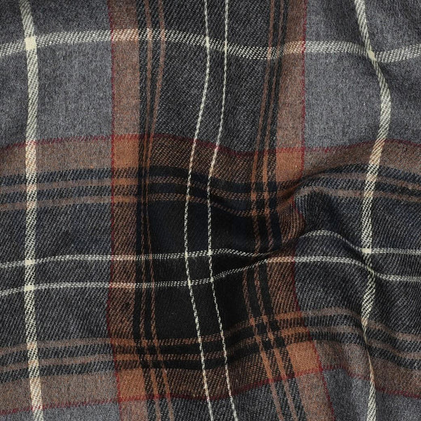 Katoen yarn dyed brushed ruit - Bruin