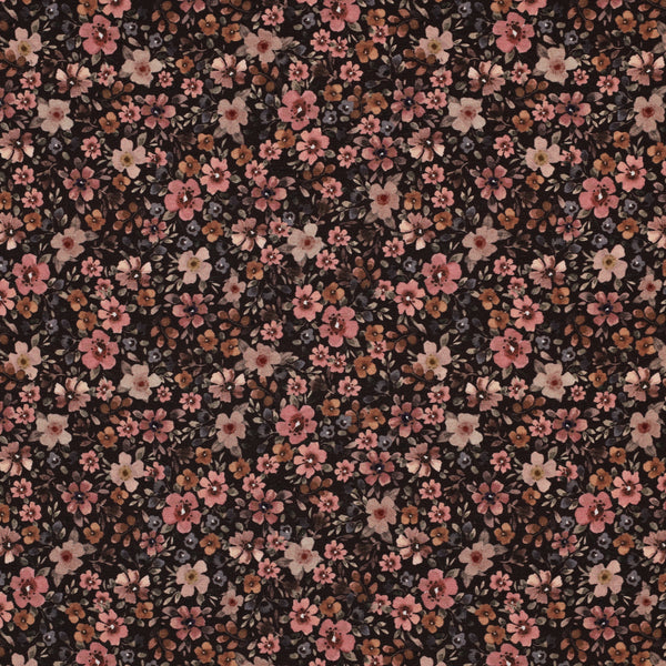 Jersey digitaal bloemen - Bruin