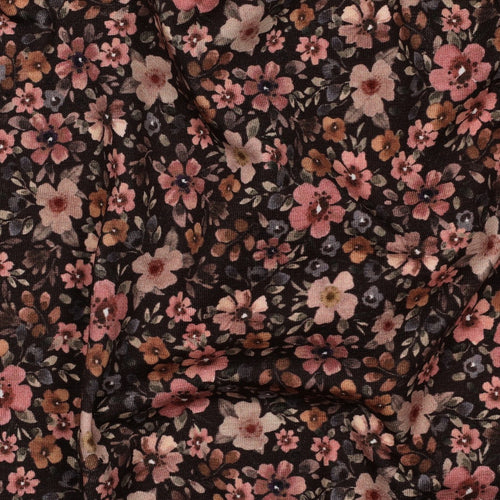 Jersey digitaal bloemen - Bruin