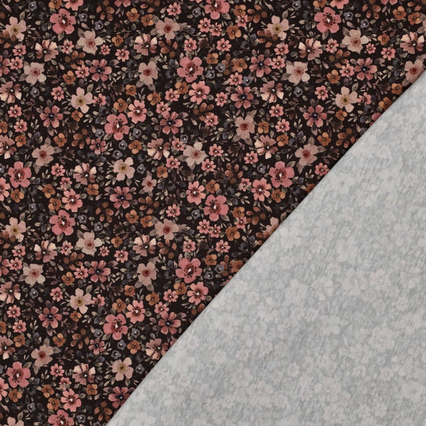 Jersey digitaal bloemen - Bruin