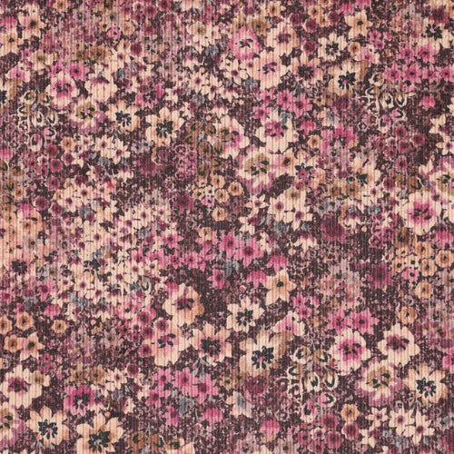 Corduroy tricot bloemen - Roze