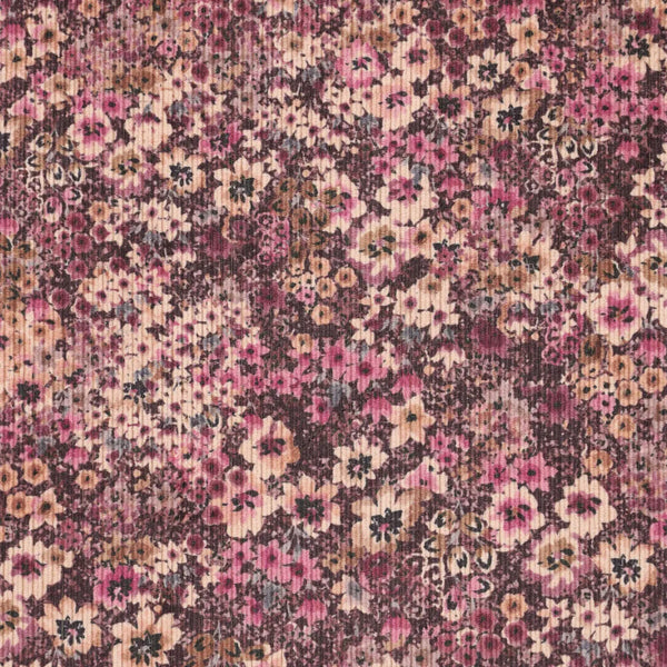 Corduroy tricot bloemen - Roze