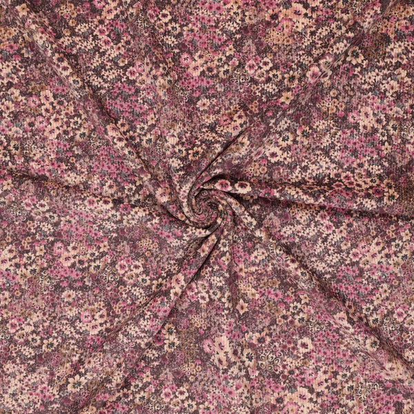 Corduroy tricot bloemen - Roze