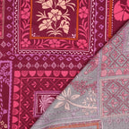 Katoen satijn patchwork bloemen - Fuchsia