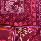 Katoen satijn patchwork bloemen - Fuchsia