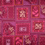 Katoen satijn patchwork bloemen - Fuchsia