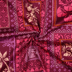 Katoen satijn patchwork bloemen - Fuchsia