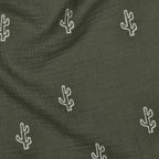 Double gauze embroidery cactus - Groen