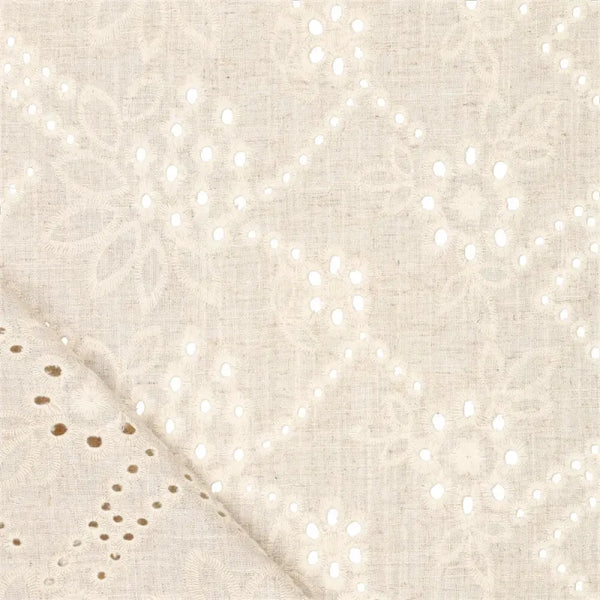 Viscose linnen geborduurd- naturel